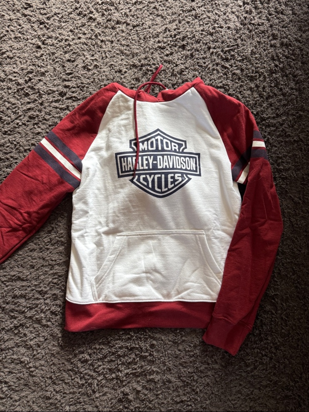 Harley-Davidson White & Red Raglan Crewneck Pullover